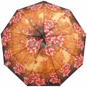 Яркий оранжевый зонт с цветами Lantana полуавтомат арт.689-7